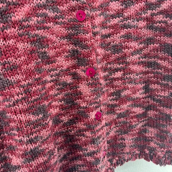 APRIL CORNELL Sweater XL Wool Blend Marled Button Up Cardigan Chunky Fringe Red - Picture 10 of 14